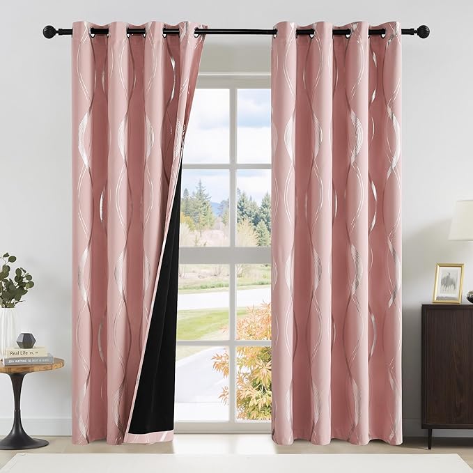 NICETOWN 100% Blackout Pink Curtains by NICETOWN