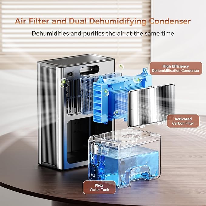 Home Dehumidifier with Drain Hose, 95oz Quiet dehumidifier - Image 6