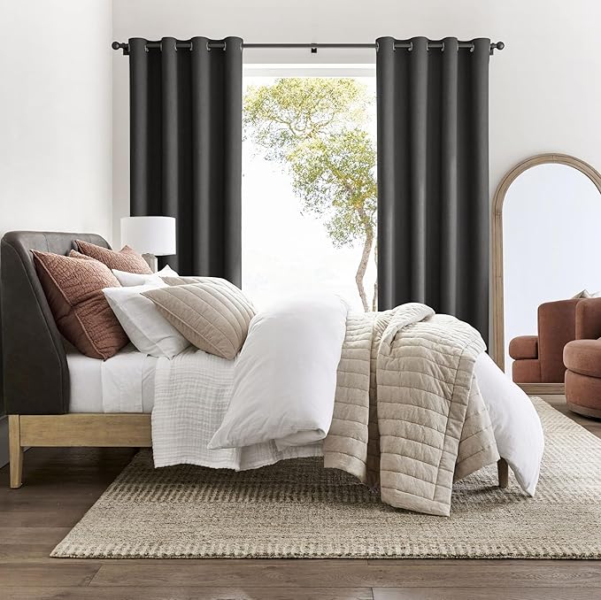 NICETOWN Room Darkening Draperies Curtains Panels, 2 Panels Grey W52 x L108 - Image 2
