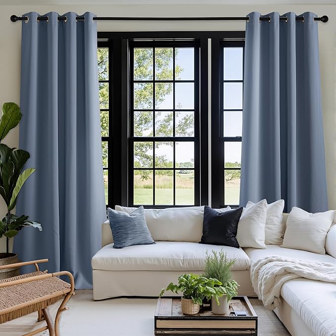 NICETOWN Room Darkening Draperies Curtains Panels, 2 Panels Stone Blue W52 x - Image 9