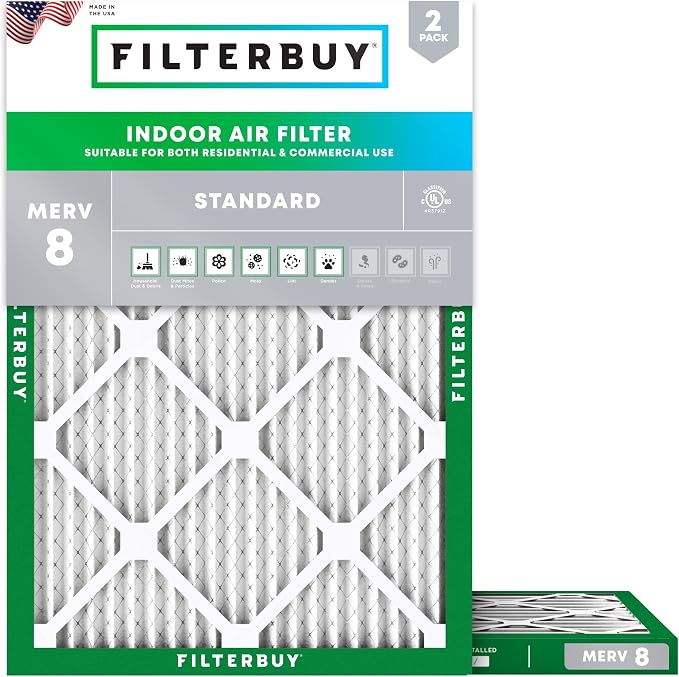 Filterbuy 10x16x1 Air Filter MERV 8 Essential Dust & Allergy Defense, by Filterbuy