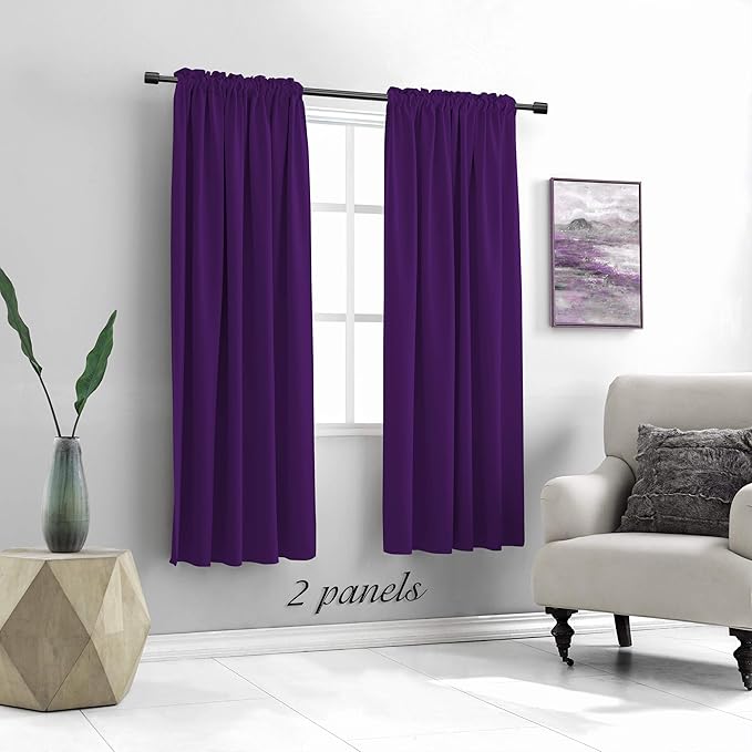 DONREN Royal Purple Blackout Curtains - Image 2