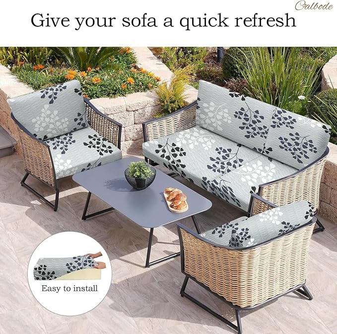 12Pcs Outdoor Stretch Cushion Covers, Waterproof Outdoor Chair Floral Cushion - Image 5
