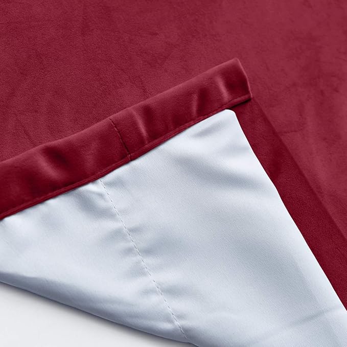 ChadMade Blackout Lined Premium Velvet Curtain Burgundy Red 100Wx108L Inch - Image 5