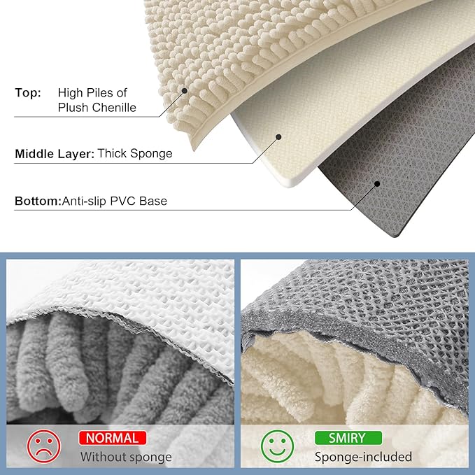 Smiry Luxury Chenille Bathroom Rugs 30x20, Extra Soft and Absorbent Shaggy Bath - Image 5