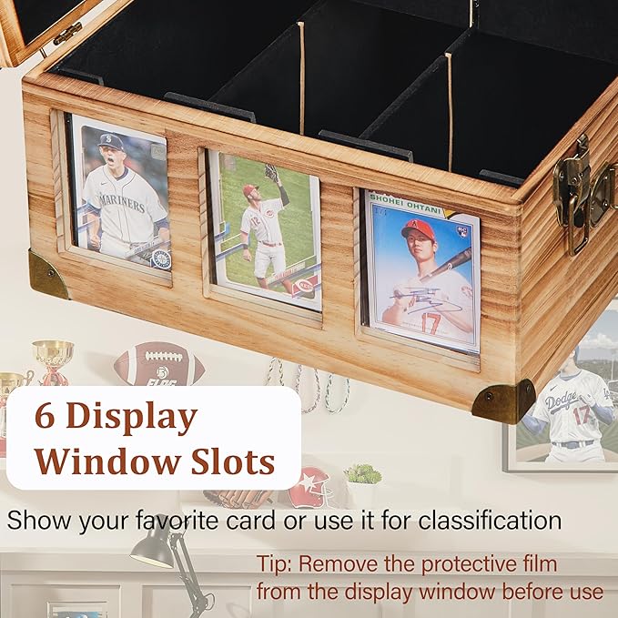 Graded Card Storage Box with Display Window, Wood Card Case - Image 4