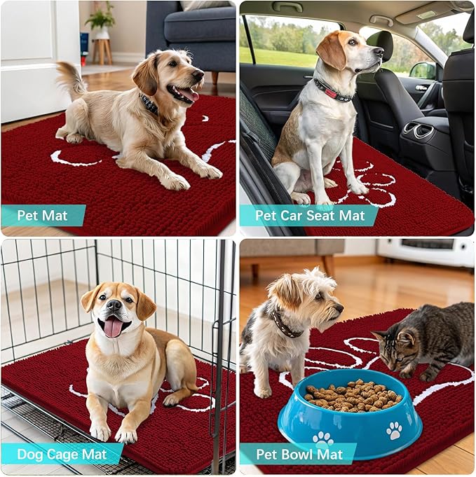 OLANLY Dog Door Mat for Muddy Paws 36x24, Paw Print Design, Absorbs Moisture - Image 7