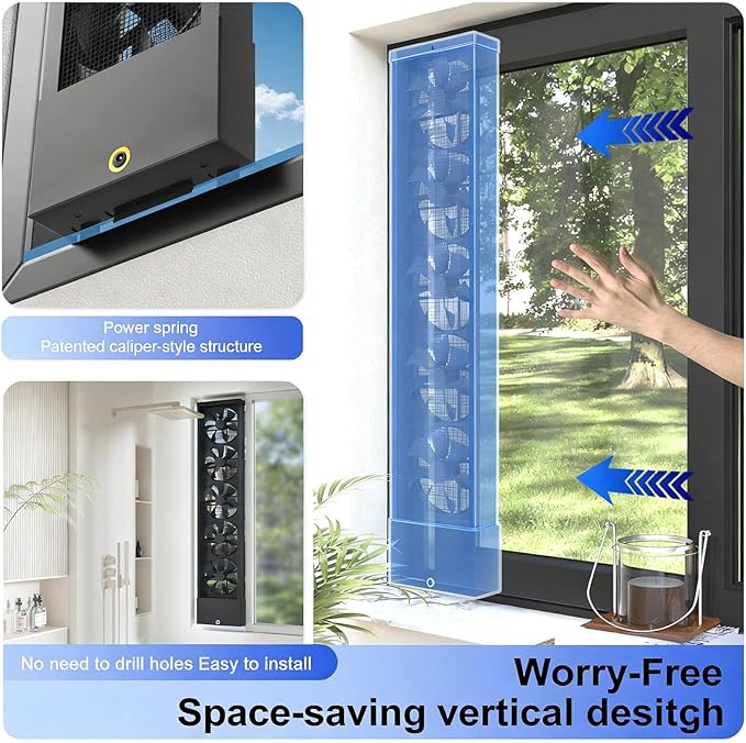 Vertical Window Exhaust Fan for Sliding Windows-Easy Tool-Free Installation - Image 2