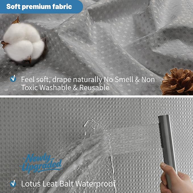 2-in-1 Waterproof Fabric Shower Curtain - Image 4