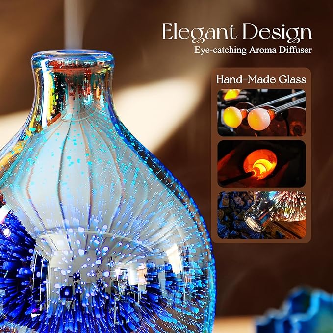 Porseme 280ml Essential Oil Diffuser 3D Glass Aromatherapy Ultrasonic Humidifier - Image 5