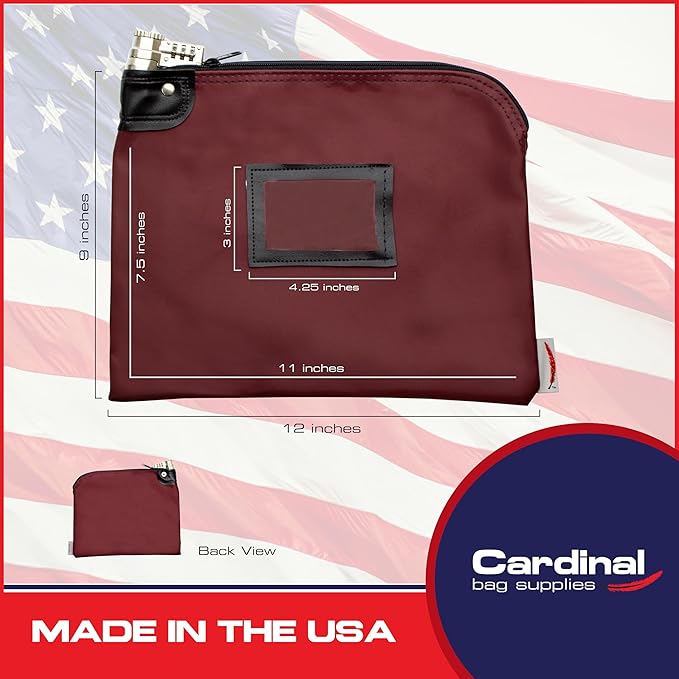 Heavy-Duty Money Bag with Lock – 9" x 12" Water-Repellent Laminated Nylon Bank - Image 2