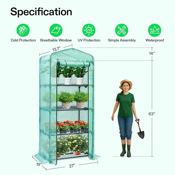 VIVOSUN Mini 4-Tier Greenhouse - Image 2