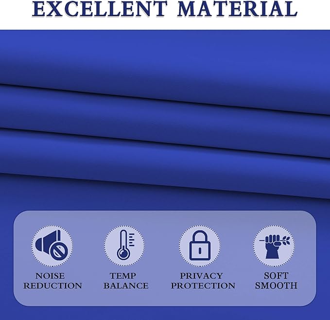 DONREN Royal Blue Rod Pocket Blackout Curtains - Image 5