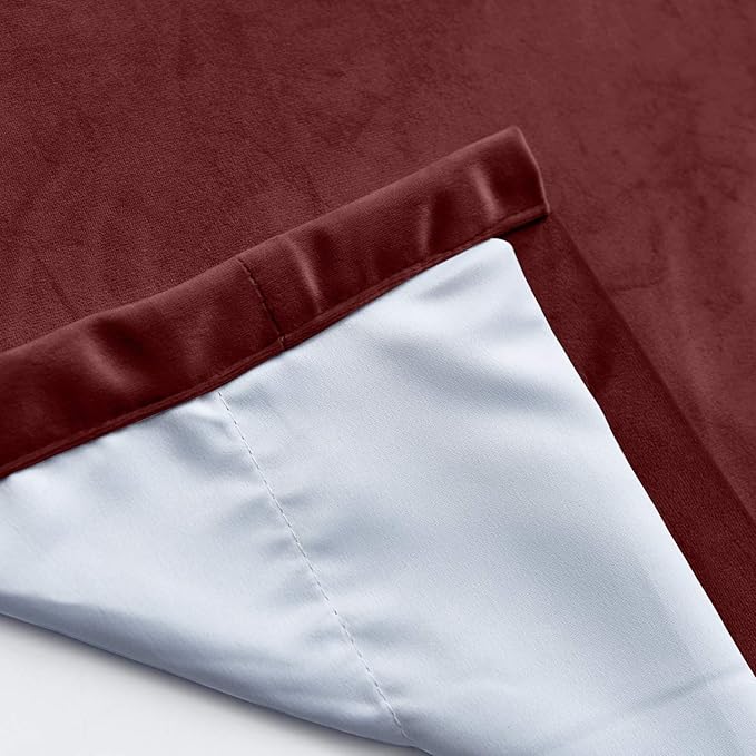 ChadMade Blackout Lined Premium Velvet Curtain Burgundy 72Wx84L Inch, Eyelet - Image 5