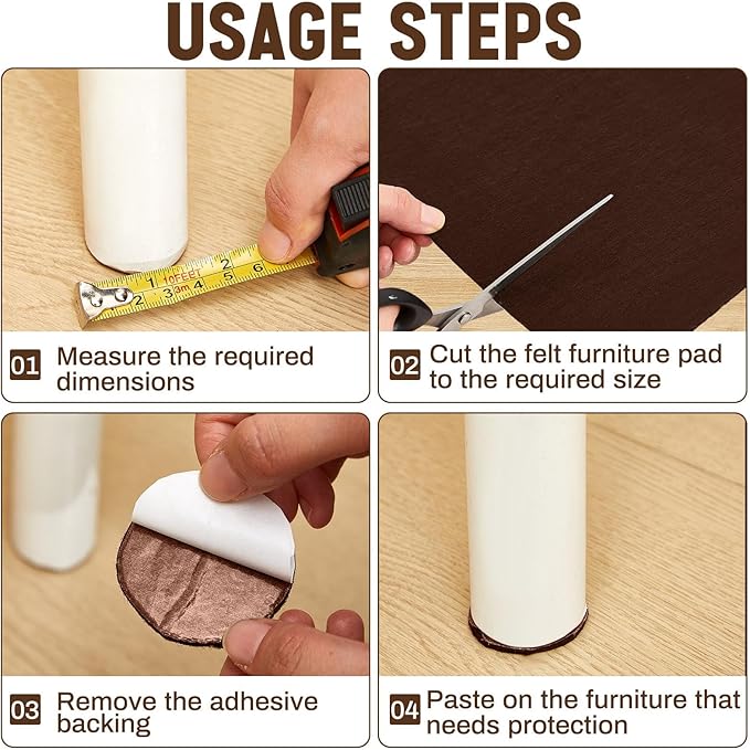 Large Felt Furniture Pads 8 x 60 Inch Non Slip Self Adhesive Heavy Duty - Image 5
