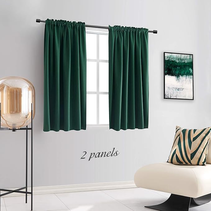 DONREN 48 Inch Curtains Emerald Green Blackout Curtains - Image 2
