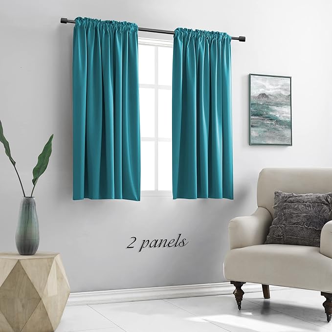 DONREN 48 Inch Teal Curtains Blackout Drapes - Image 2
