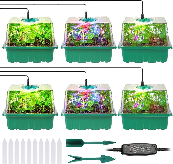 Seed Starter Trays with Grow Lights, 72 Cells Seed Starter Kit with Lights by Adawook