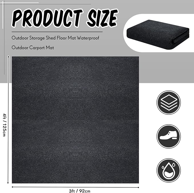 Haull Outdoor Storage Shed Floor Mat Waterproof Outdoor Carport Mat Thickened - Image 2
