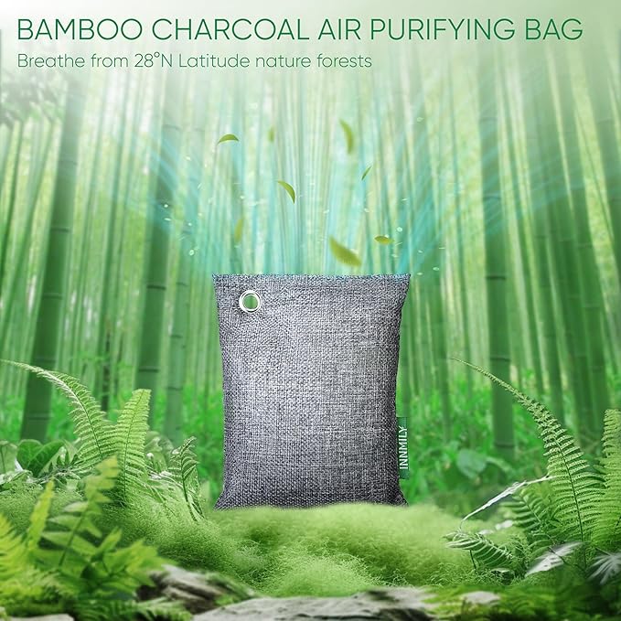 Activated Charcoal Odor Absorber, Large 4x200g w Hooks Nature Odor Eliminator - Image 2
