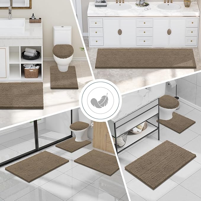 Smiry Luxury Chenille Bathroom Rugs 44x32, Extra Soft and Absorbent Shaggy Bath - Image 7