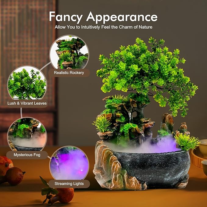 Tabletop Rockery Fountain Indoor Waterfall Bonsai Desktop Mini Rockery Water - Image 7