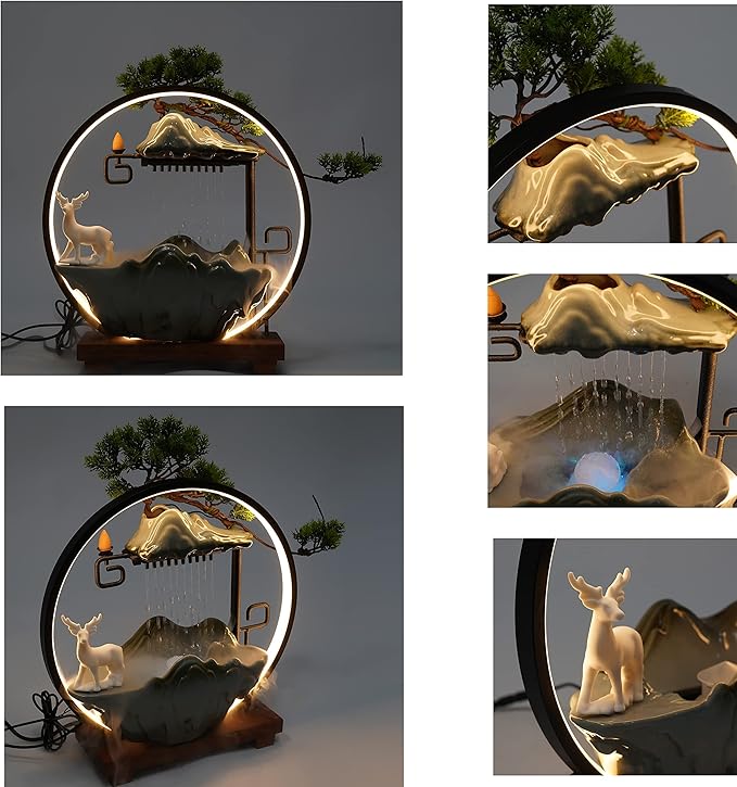 15In Water Fountains Indoor Tabletop Waterfall Humidifier - Image 3