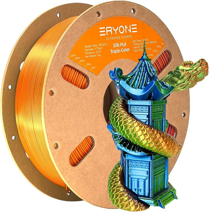 ERYONE Silk Tri Color PLA Filament 3D Printer 1.75mm +/- 0.03mm by ERYONE