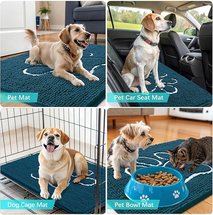 OLANLY Dog Door Mat for Muddy Paws 59x24, Paw Print Design, Absorbs Moisture - Image 7