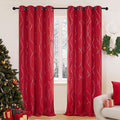 Deconovo Christmas Red Curtains, Wave Line Dot Foil Print, 52 x 95 Inch by Deconovo