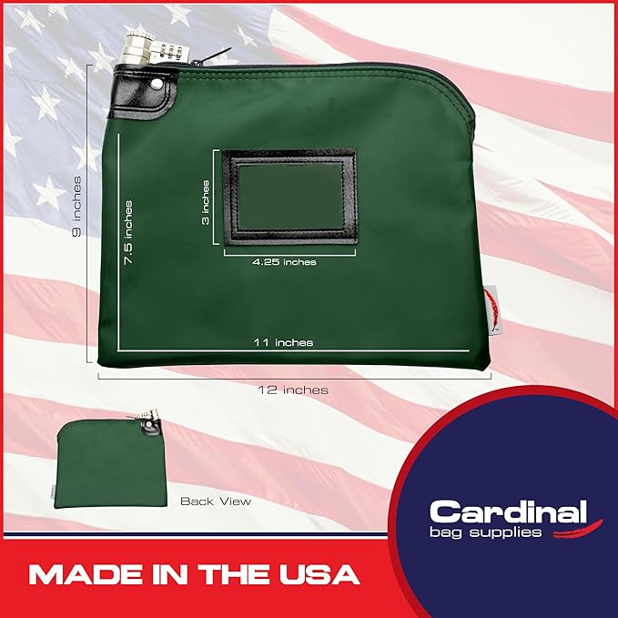 Heavy-Duty Money Bag with Lock – 9" x 12" Water-Repellent Laminated Nylon Bank - Image 2
