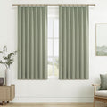 Sage Green 54 Inches Length Blackout Linen Short Curtains by QJMYDECO
