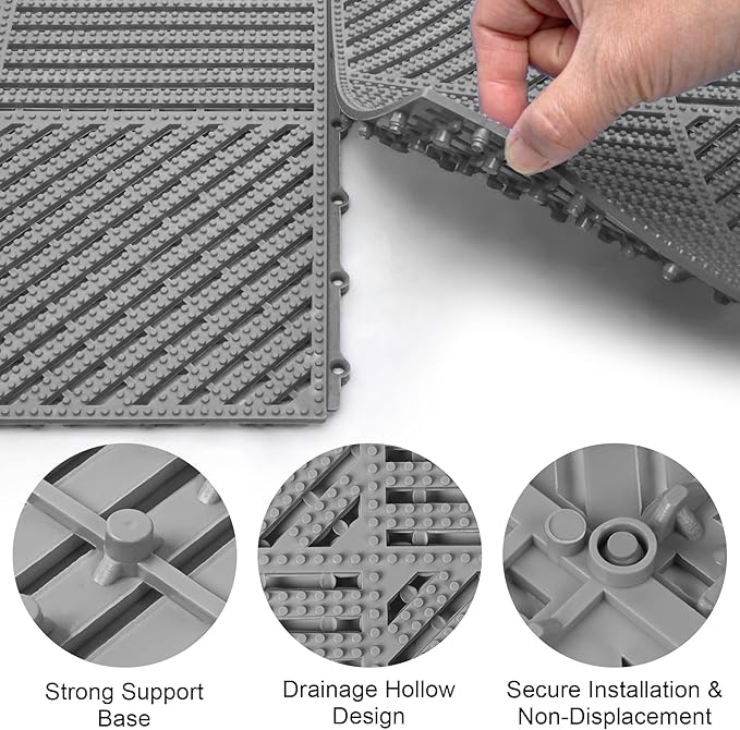 MYFAMIREA Modular Interlocking Cushion 12 Pack 11.8" x 11.8" Rubber Floor Tiles - Image 4
