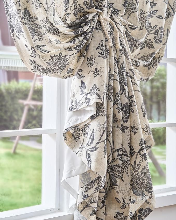 jinchan Lined Linen Floral Curtains - Image 7