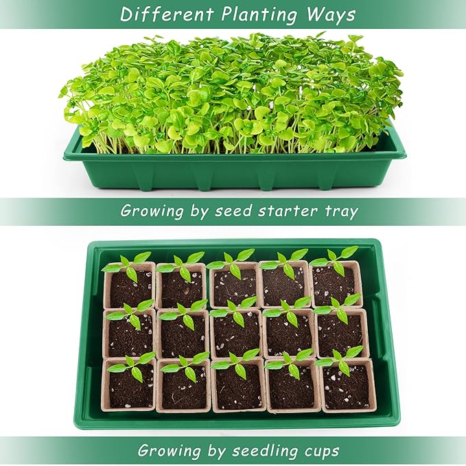 4 Pack Seed Starter Tray Kit, 120 Square Seed Peat Pots - Image 4