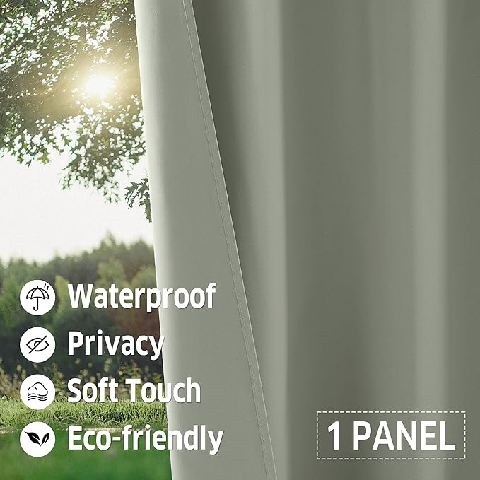 RYB HOME Outdoor Curtains for Patio Waterproof Tab Top Block Sunlight Thermal - Image 6