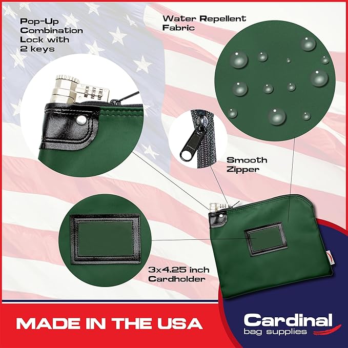 Heavy-Duty Money Bag with Lock – 9" x 12" Water-Repellent Laminated Nylon Bank - Image 3
