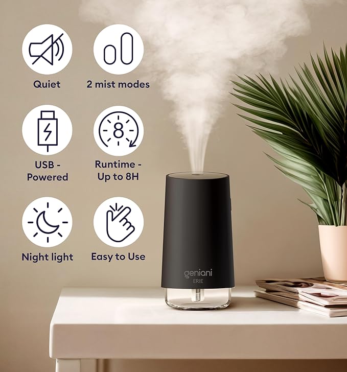 GENIANI Portable Small Cool Mist Humidifier – USB Powered, Compact Desktop - Image 4