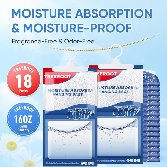 18 Pack Moisture Absorbers for Closet, 16OZ Hanging Closet Dehumidifier Bags - Image 2