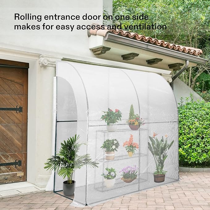 VIVOSUN Mini Lean-to Greenhouse, 6.6’ x 3.3’ x 6.9’ Portable Wall House - Image 2