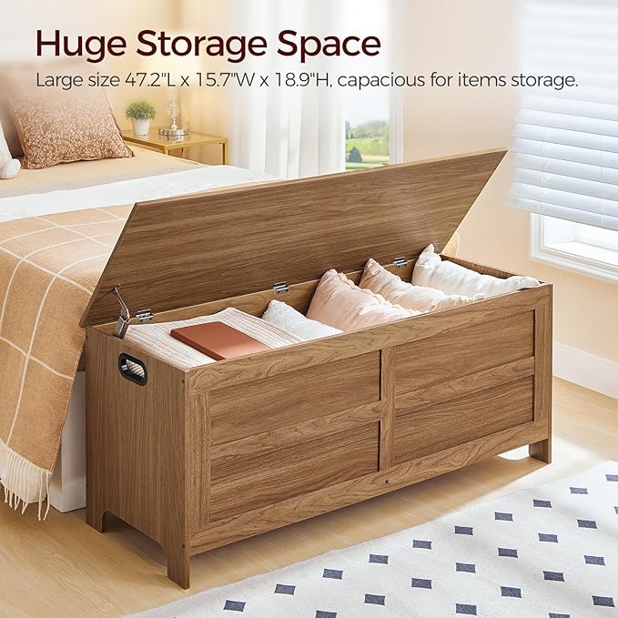 Storage Chest, 47.2” Large Toy Chest, Entryway Storage Trunk, Storage Bench - Image 6