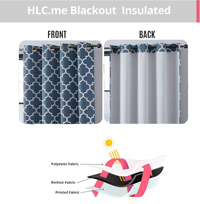 HLC.ME Lattice Print Decorative Blackout Thermal Insulated Privacy Room - Image 3