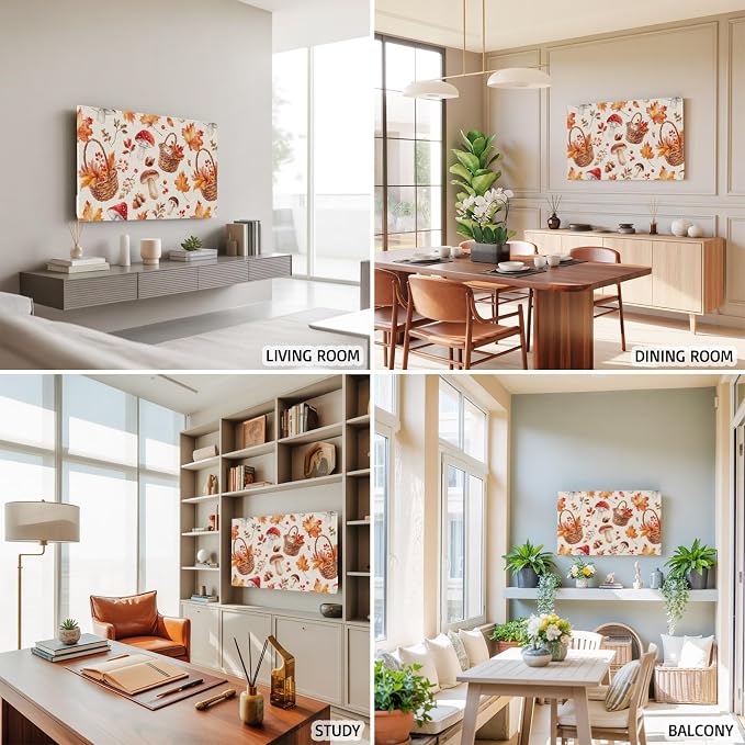 Watercolor Maple Leaves Mushroom Indoor TV Cover, Elastic TV Screen Protector - Image 6