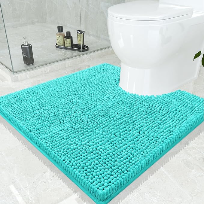 Smiry Luxury Chenille Toilet Rugs U-Shaped 24x24, Soft Absorbent Non-Slip by Smiry