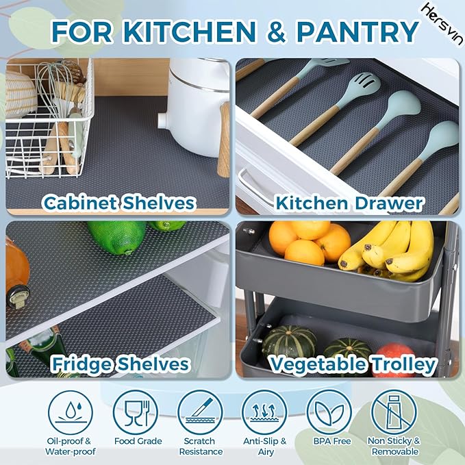 Hersvin Shelf Liners, 24in x 20ft Kitchen Drawer Mats, Non-Adhesive EVA - Image 7
