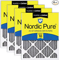 Nordic Pure 14x14x1 Pleated MERV 10 Plus Carbon Air Filters 4 Pack | Actual by NordicPure