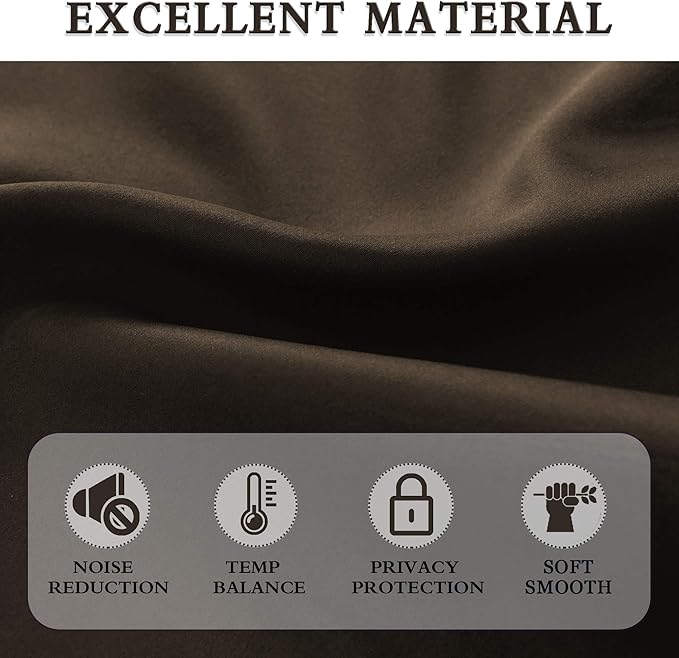 DONREN 2 Panels 84 inch Length Chocolate Brown Blackout Curtain Panels - Image 4