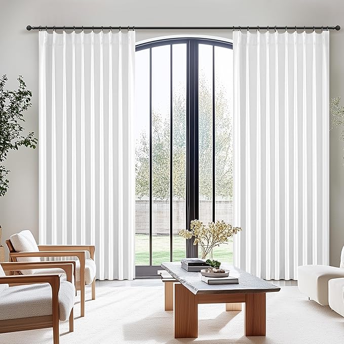Solid White Blackout Varil Drapes 84 Inch Length 2 Panels Set - Image 7