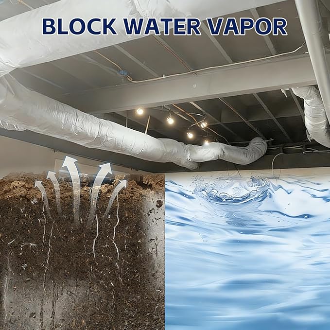 10'x100' Crawl Space Vapor Barrier, 10mil Film Black Plastic Sheeting - Image 4