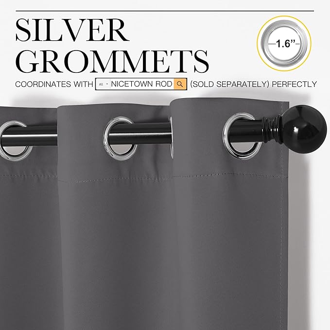 NICETOWN Bedroom Blackout Curtains Panels, 1 Pair, 55 inches by 110 Inch - Image 2